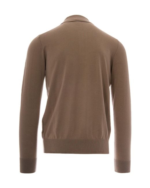 Paolo Pecora Brown Long-Sleeve Polo Shirt for men