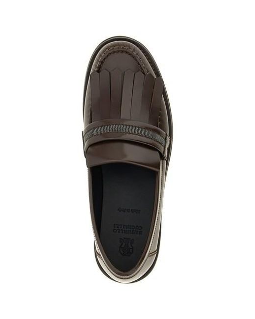 Brunello Cucinelli Black Monile Fringed Loafers