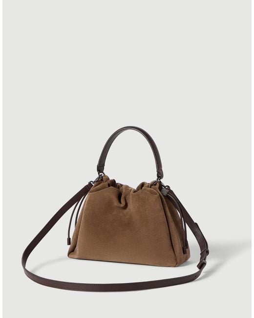 Brunello Cucinelli Brown Mellow Small Bucket Bag