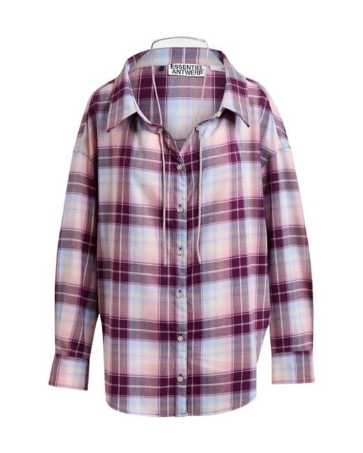 Essentiel Antwerp Purple Plaid Shirt
