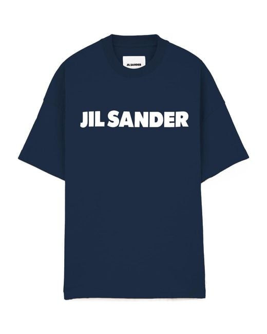 Jil Sander Blue Logo Printed Crewneck T-Shirt