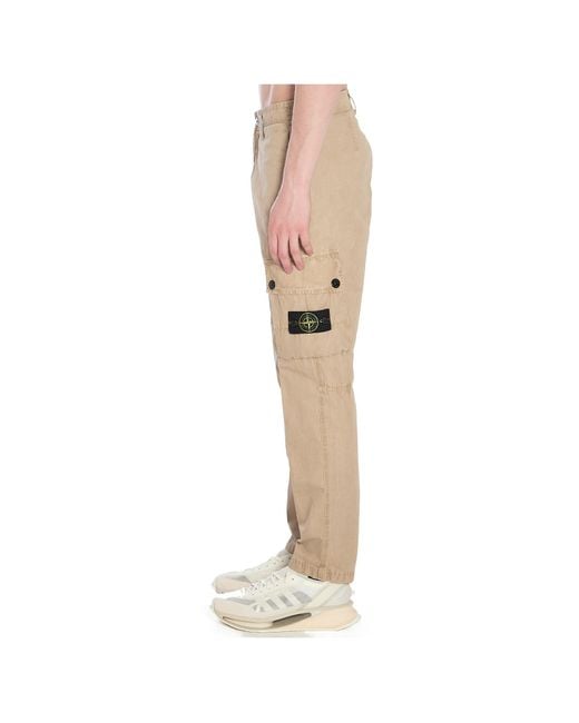 Stone Island Natural Brushed Old Effect Slim Fit Cargo Trousers for men