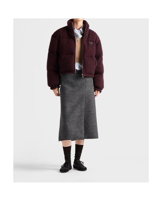 Prada Purple Cropped Cashmere And Wool Down Jacket