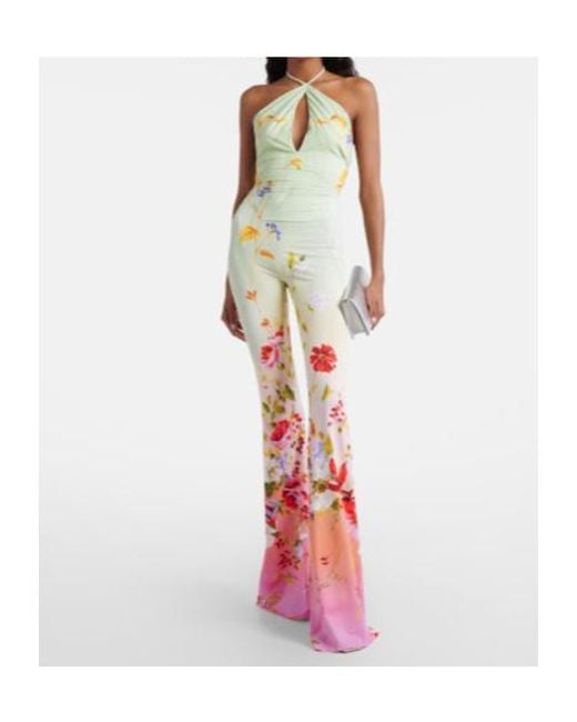 Roberto Cavalli White Floral Jumpsuit