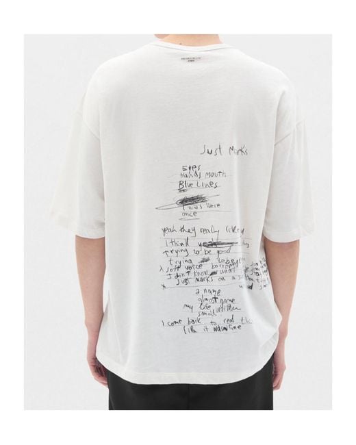 Ann Demeulemeester White Text-Print Cotton T-Shirt for men