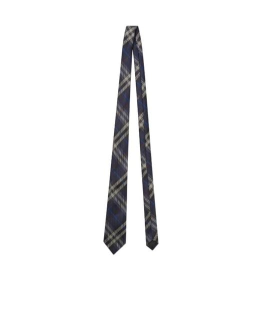 Burberry White Checked Pointed-Tip Tie for men