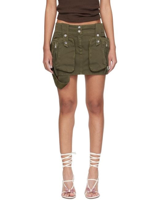 Blumarine Green Pocket-Detail Mini Denim Skirt