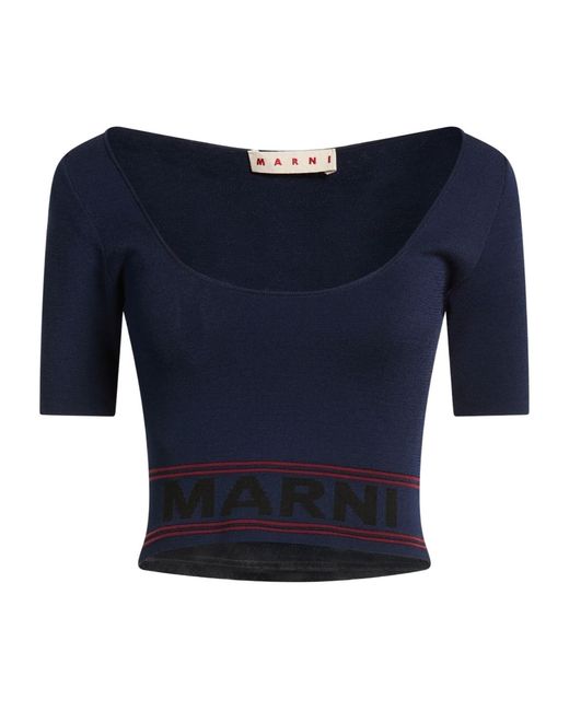 Marni Blue Cropped Knit Top