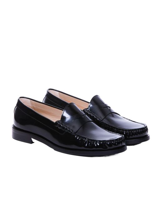 Stuart Weitzman Black Round Head Loafer Shoes