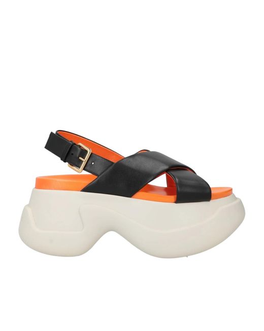 Marni White Leather Block Heel Sandals