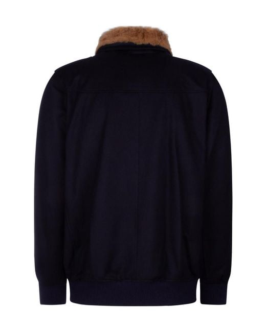 Brunello Cucinelli Blue Removable-Collar Jacket for men