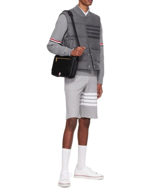 Thom Browne Black Logo Detailed Messenger Bag for men
