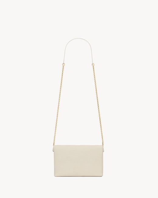 Saint Laurent White Cassandre Small Chain Clutch