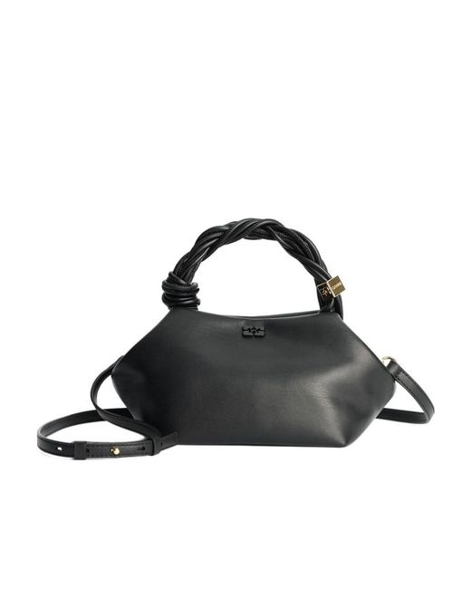 Ganni Black Bou Twisted Handle Small Shoulder Bag