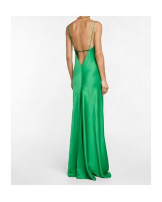 Victoria Beckham Green Satin Dress