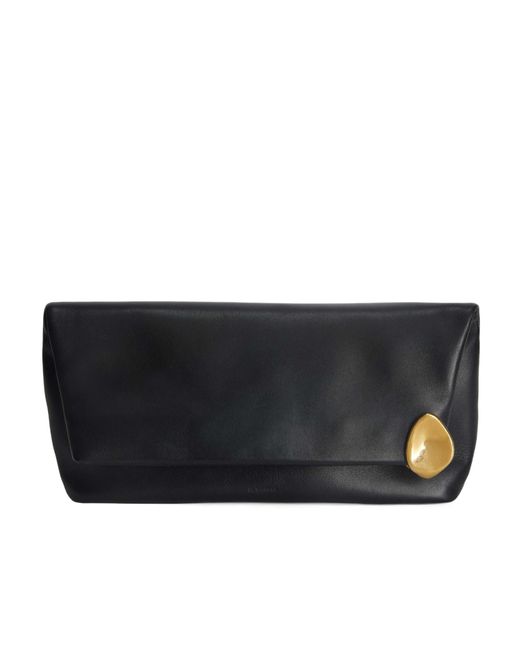 Jil Sander Black Jewel Zip Clutch Bag