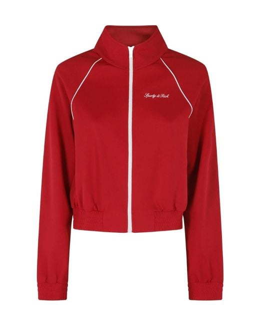 Sporty & Rich Red Long-Sleeved Zip-Up Sweatshirt