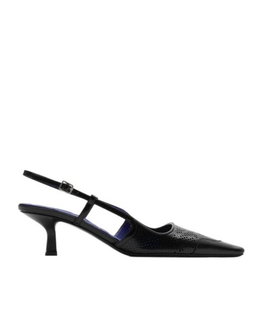 Burberry Black Chisel Square-Toe Slingback Pumps