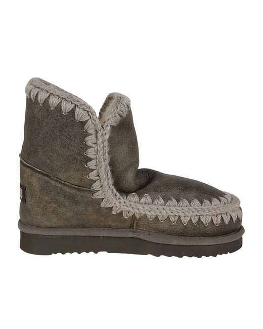 Mou Brown Eskimo 18 Stitched Trim Ankle Boots