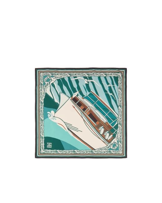 Tod's Green Square Silk Scarf for men