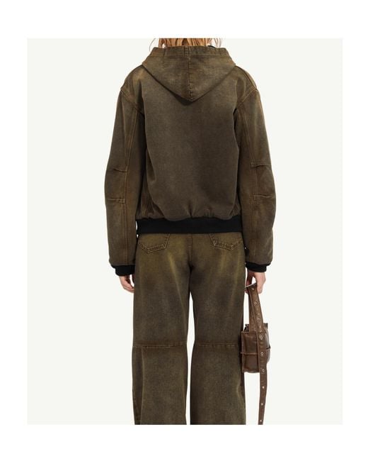 MM6 by Maison Margiela Green Zip-Up Hooded Jacket