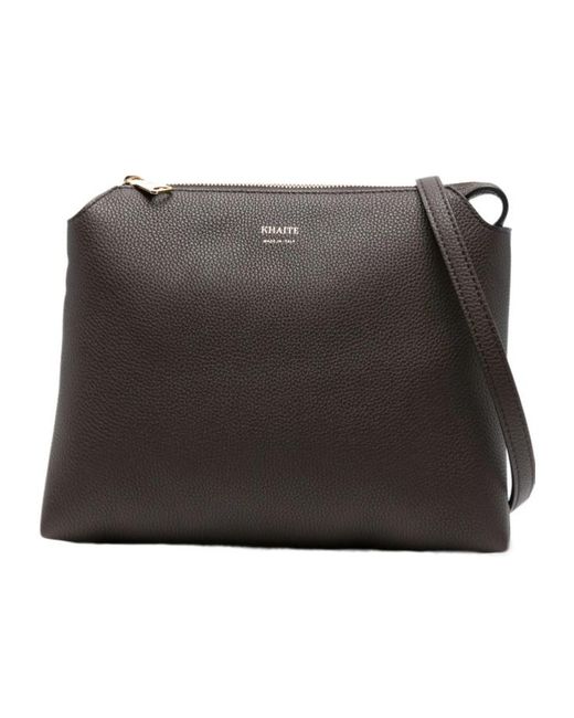 Khaite Black Lina Zip-Top Leather Shoulder Bag