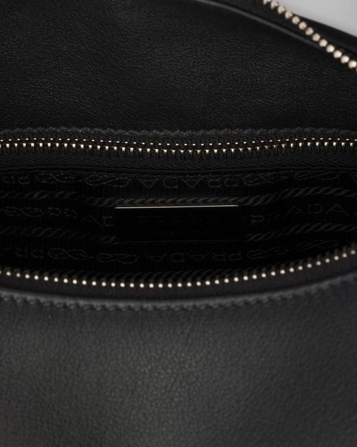Prada Black Fold Large Leather Shoulder Bag