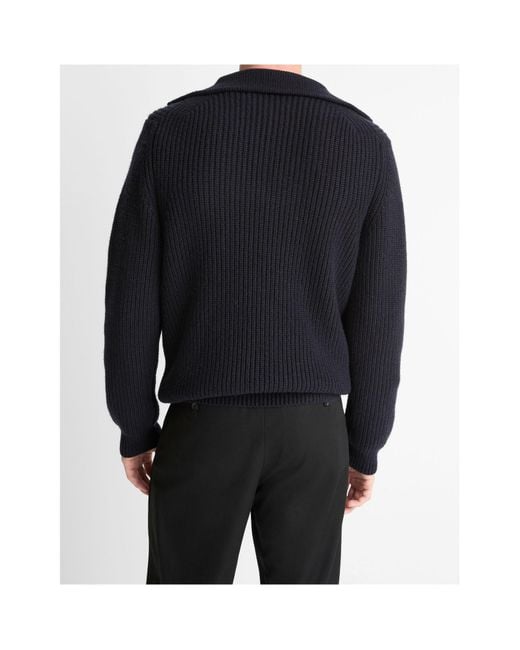Vince Blue Wool And Cashmere Quarter-Zip Sweater for men