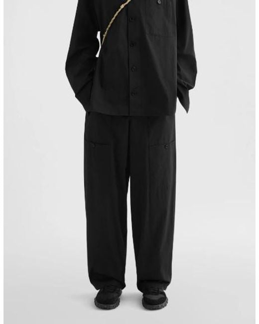 Jil Sander Black Drawstring Poplin Cargo Trousers for men