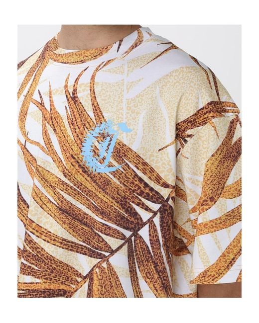 Just Cavalli White Floral Print T-Shirt for men