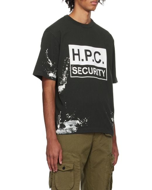 Heron Preston Black Paint Splatter Detailed Crewneck T-Shirt for men