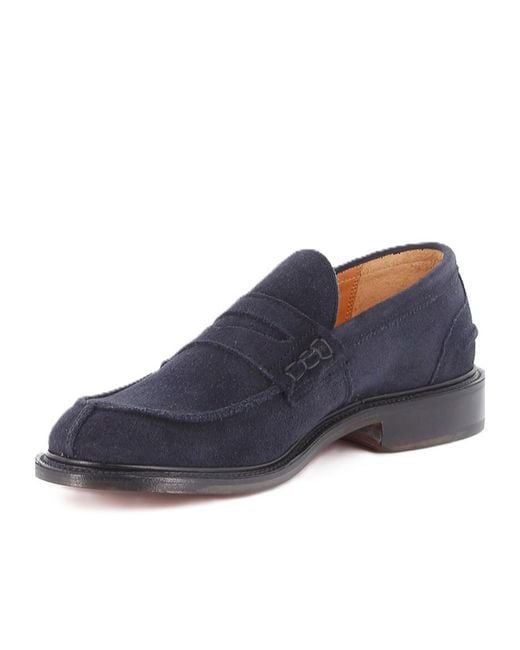Tricker's Blue Round-Toe Loafers for men
