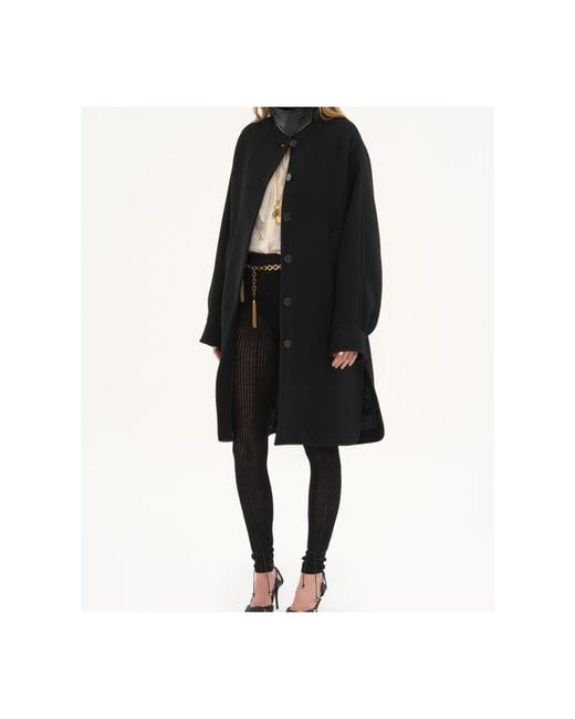 Chloé Black Medium And Long Extra-Large Medium And Long Wool Coat