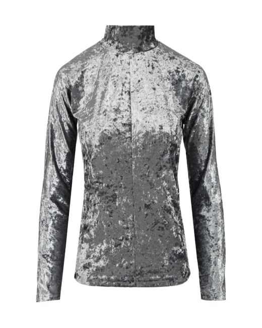 Forte_forte Gray Stretch Velvet Turtleneck