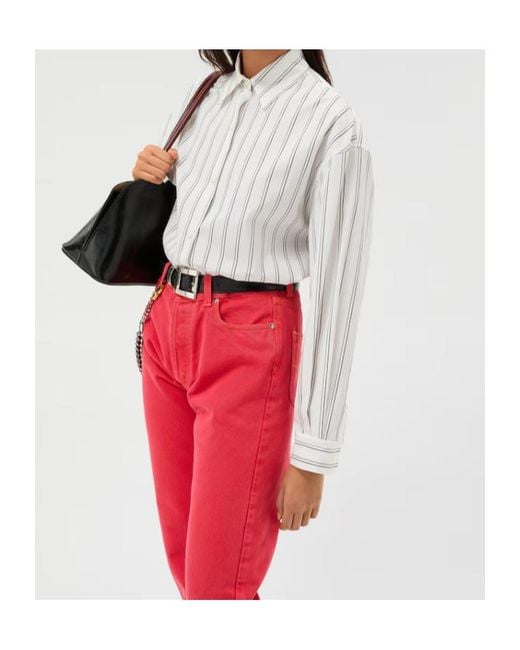 Versace White Long-Sleeved Striped Shirt