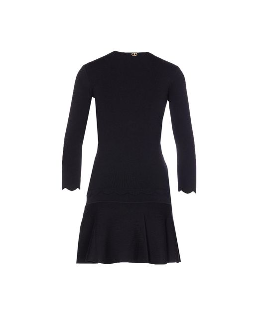 Twinset Black Flared Neck Dress