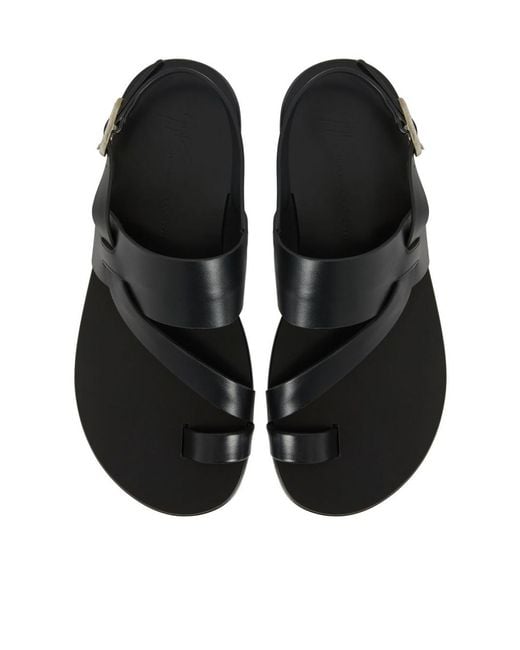 Giuseppe Zanotti Black Hezra Buckled Thong Sandals for men