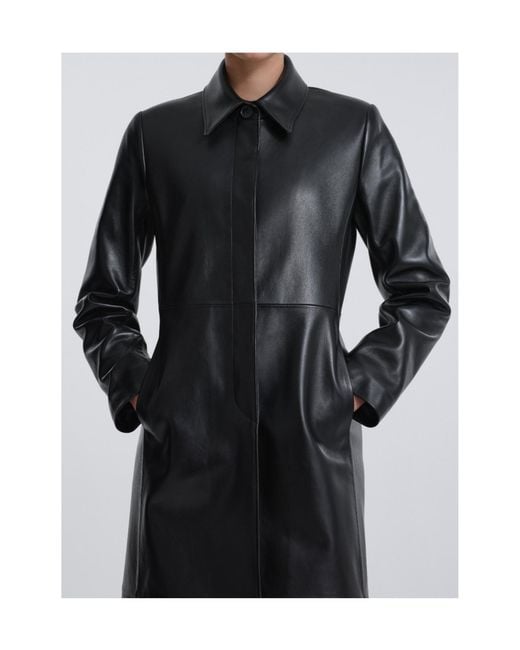 Nour Hammour Black Gotham Sleek Leather Coat