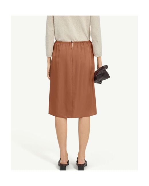 MM6 by Maison Margiela Brown Satin Midi Skirt