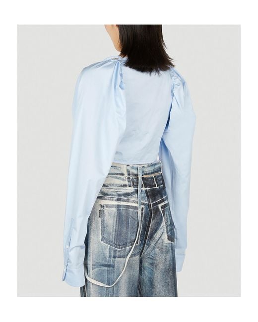 OTTOLINGER Blue Pleated Round-Neck Blouse