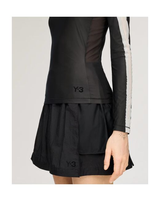 Y-3 Black Sheer Panel Long Sleeve Performance Top