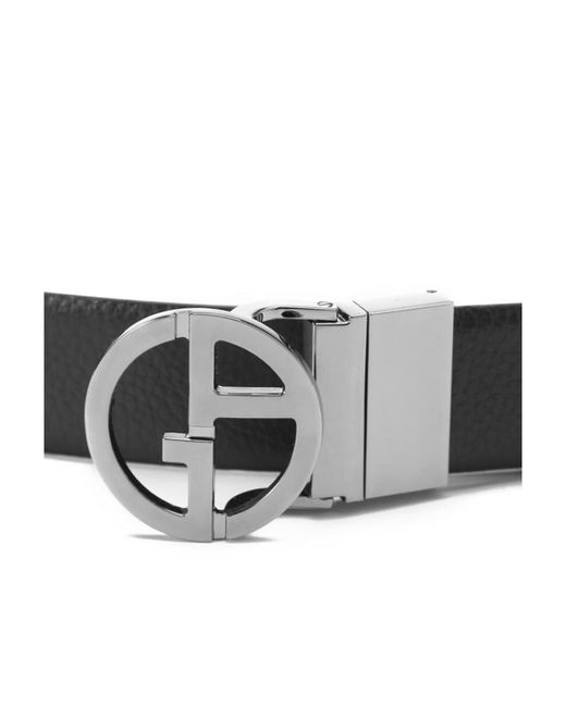 Giorgio Armani White Pebbled-Effect Buckled Belt for men