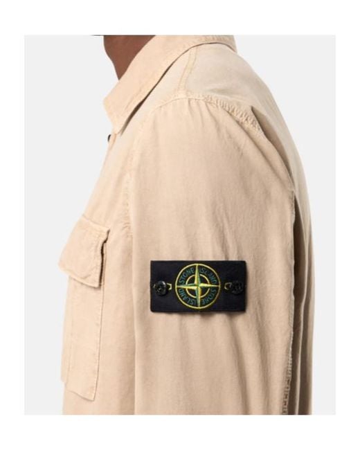 Stone Island Natural Logo Patch Pocket Detail Shirt for men