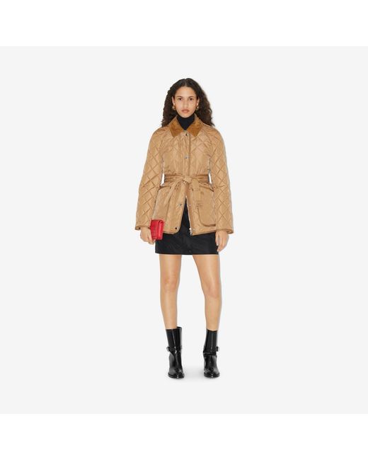 Burberry Natural Belted Waist Quilted Jacket