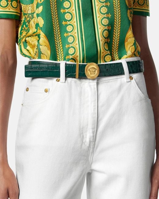 Versace Multicolor Embossed Buckle Belt