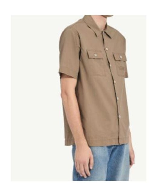 MM6 by Maison Margiela Brown Logo Embroidered Short Sleeved Shirt for men