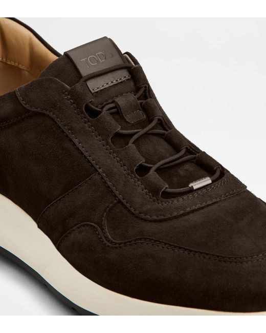 Tod's Brown Panelled Round Toe Sneakers for men