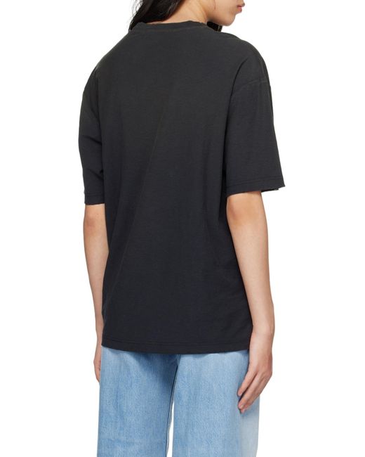 Acne Black Logo Printed Crewneck T-Shirt for men