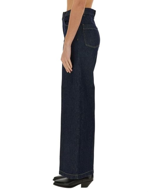 Aspesi Blue Logo Patch Wide Leg Jeans