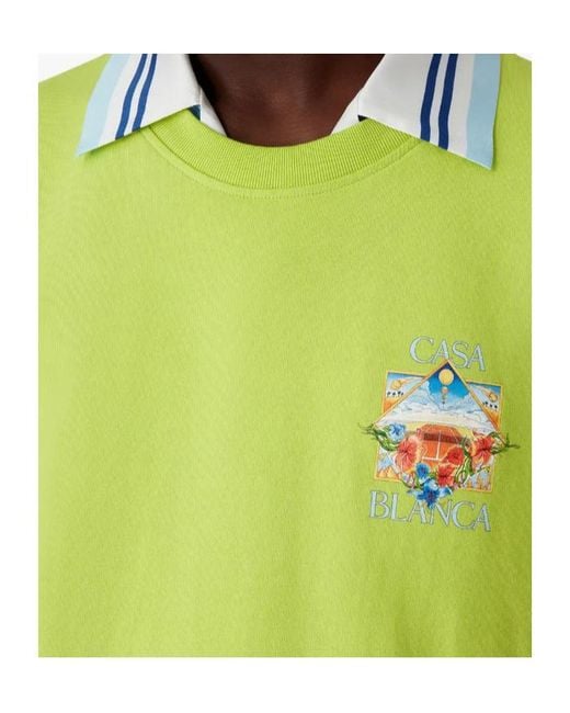 Casablanca Yellow Flower Court Crewneck T-Shirt for men